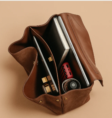 Sac Elisa – Sac Siena – Double rabat, cuir nappa & toile déperlante